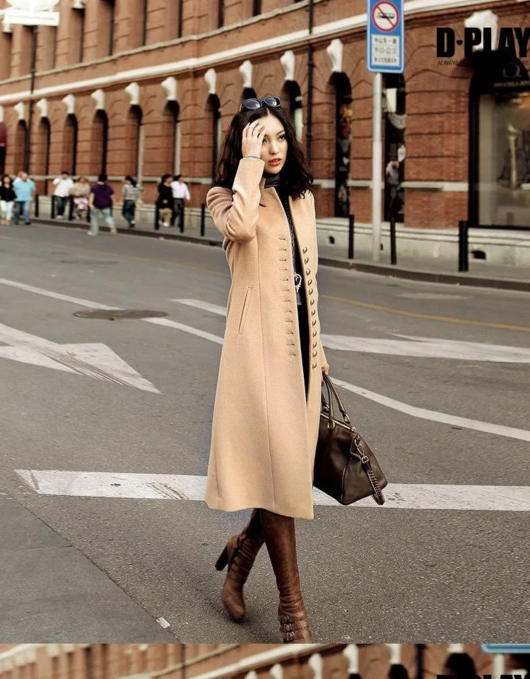 High quality Cashmere coat Wool Coat Women Winter Coat Big yards Mew style X-Long Pure color Elegant Autumn Winter Coat BN1247