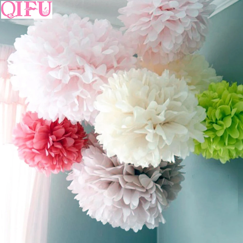 qifu 5pcs wedding decoration table pompom tissue paper pom pom craft tissue paper flower table decorations