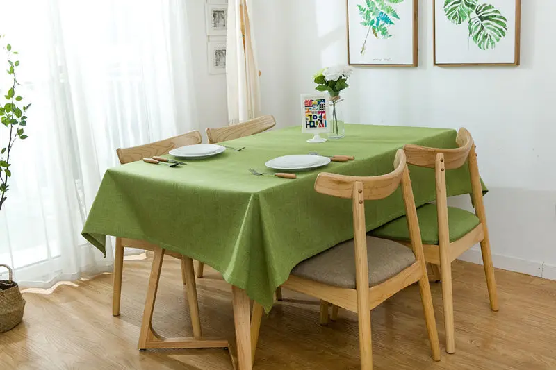 Однотонная скатерть из хлопка и льна, скатерть для обеденного стола синего/зеленого/Изумрудного/серого цвета, скатерть для журнального столика Camino De Mesa