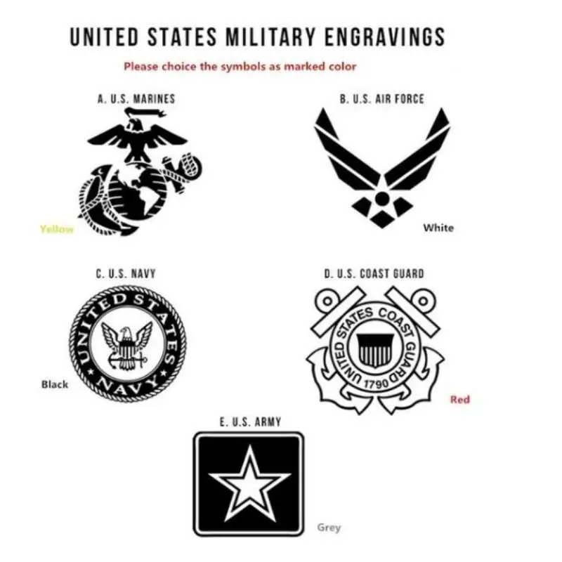 Военный символ логотип гравировка плоское полированное титановое стальное кольцо-армия, береговая охрана, ВМС, морской корпус, ВВС