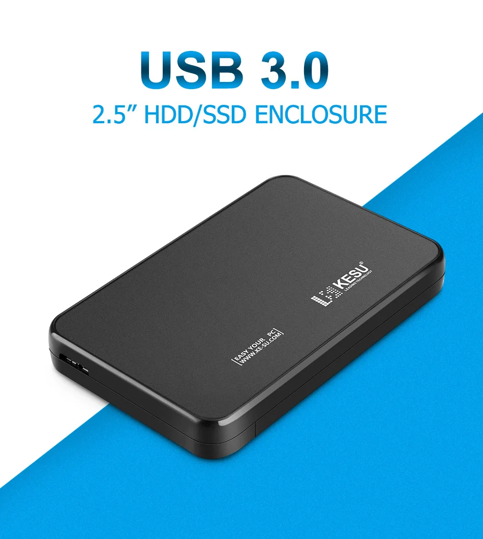 OEM KESU корпус жесткого диска 2,5 дюймов SATA USB 3,0 пластиковый чехол SSD/HDD 1 ТБ 2 ТБ коробка жесткого диска, поддержка UASP SATA III, инструмент бесплатно