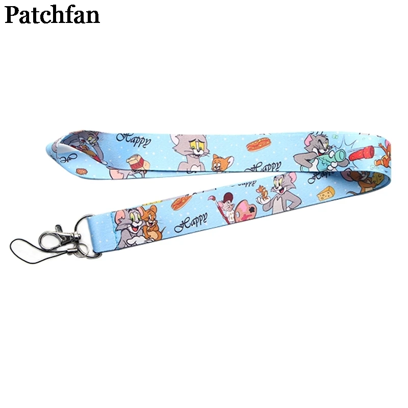 

20pcs/lot Patchfan Cat and mouse cool men lanyards for keys in mobile phone straps necklace card holders webbing ribbons A2126