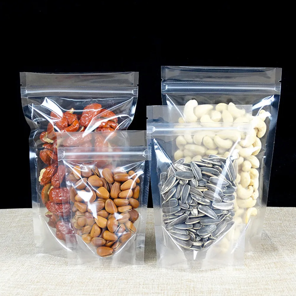 1000Pcs/lot Wholesale Clear Stand Up Zip Lock Package Bag Reclosable