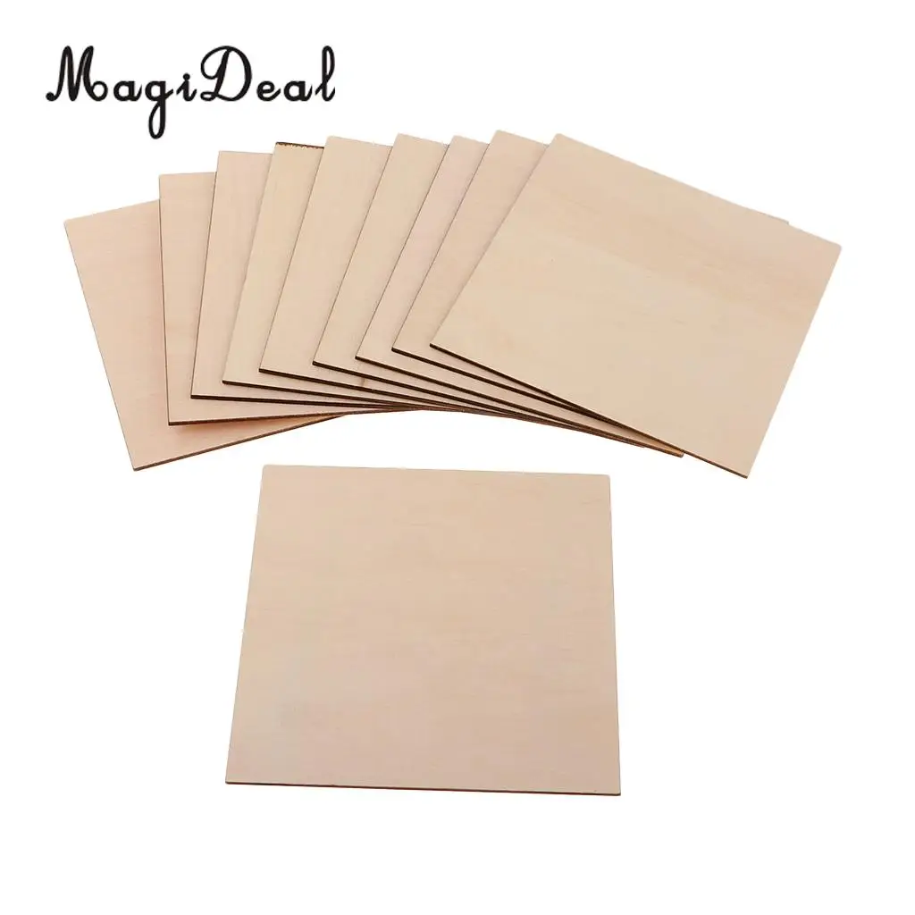 3 Sizes Square / Rectangle MDF Unfinished Wood Pieces Blank Plaque for DIY Woodwork Craft Pyrography Scrapbooking Building Model
