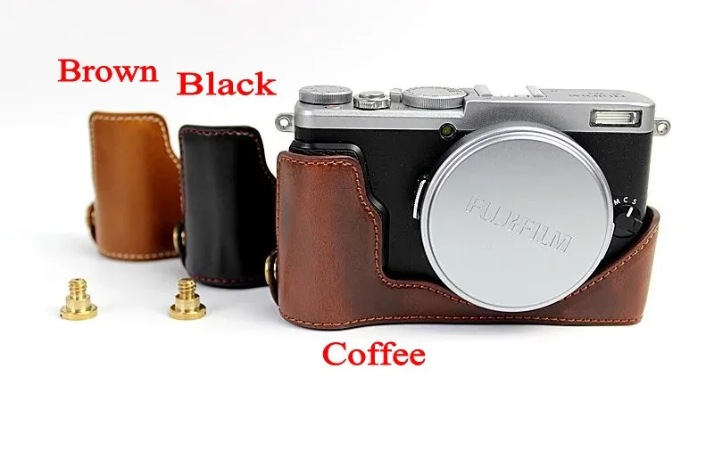 Cuero PU Bolso de duro cubierta de conjunto de cuerpo medio caso inferior para Fujifilm X100S X100T