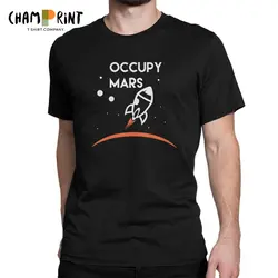 Occupy Mars Rocket повседневные мужские футболки космическая планета Туризм Элон мускус с коротким рукавом Одежда Принт футболки 100% хлопок