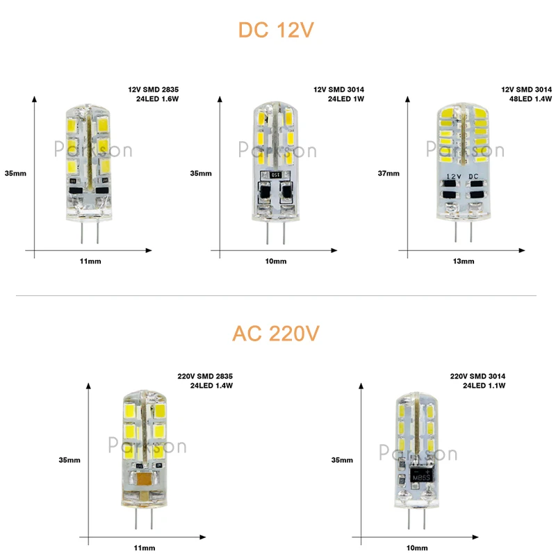 Светодиодная лампа G4 высокой мощности 3 Вт SMD2835 3014 12 В постоянного тока 220
