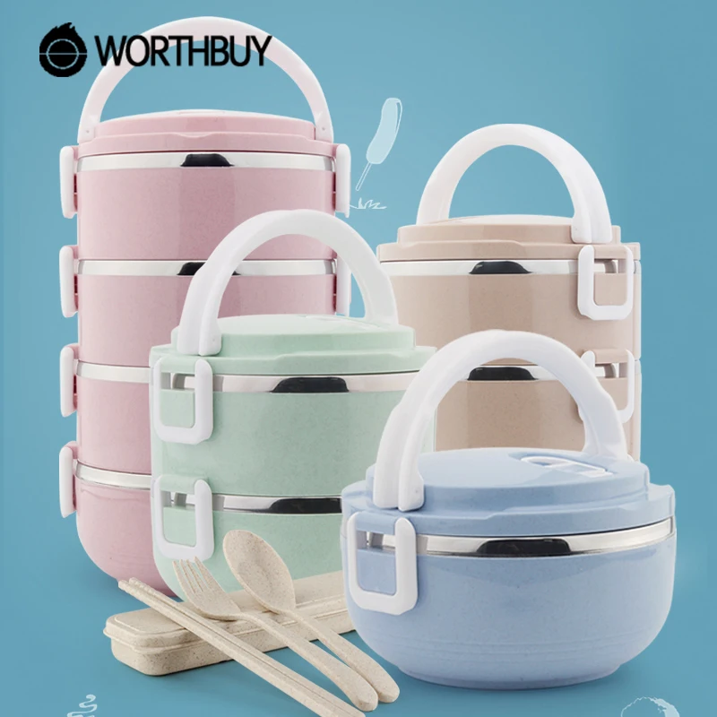 WORTHBUY Высокая емкость Ланч бокс для детей школьная еда контейнер хранения