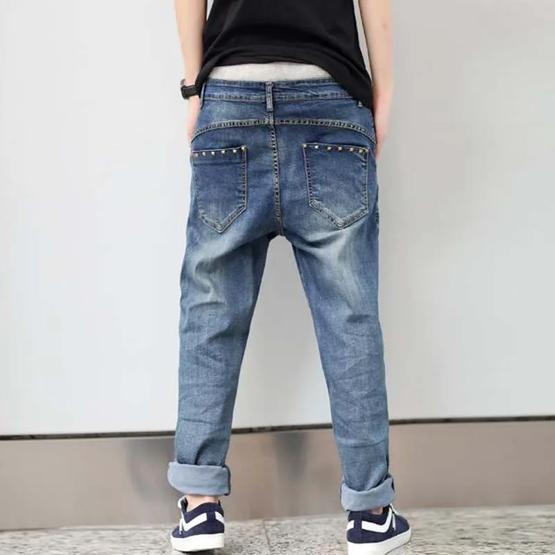Большие размеры XXXXXXL, брюки в стиле хип-хоп, свободные мужские джинсы, джинсы от Harlan, Мужская одежда, мужские мешковатые синие джинсы-шаровары, Мужские штаны