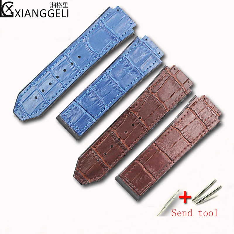 

Watch Accessories 19mmX25mm Leather Rubber Strap for Hublot Big Bang Series Men's and women's outdoor sports watch belt