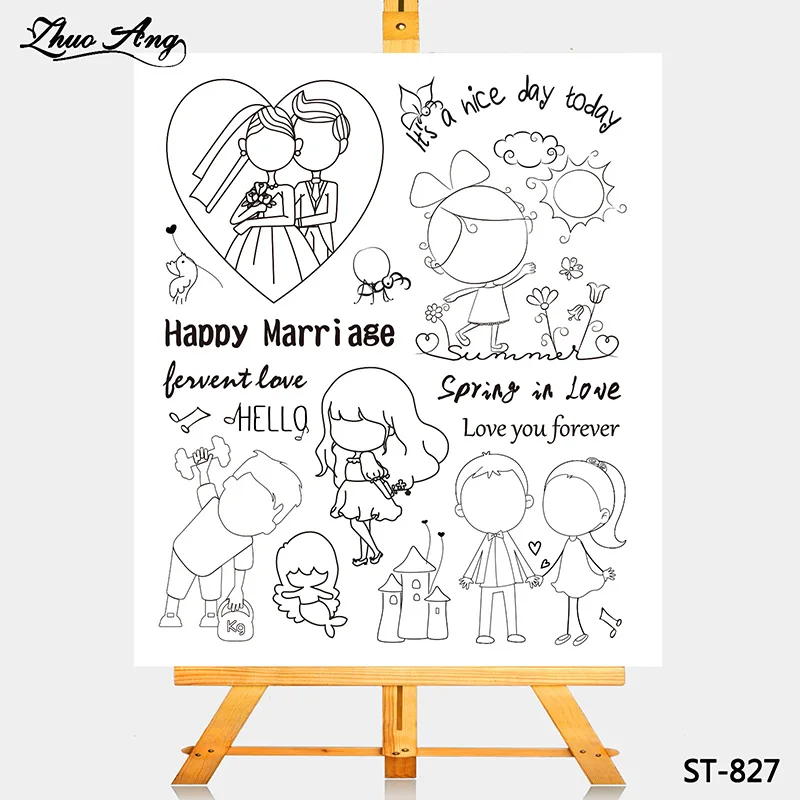 

Happy marriase Transparent Clear Silicone Stamp/Seal for DIY Scrapbooking/Photo Album Decorative Card Making Clear Stamps