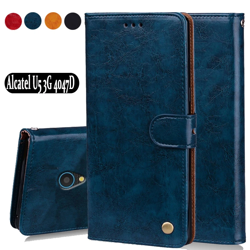 

Luxury PU Leather Slip-resistant Flip Wallet Case For Alcatel U5 3G 4047D 4047Y 5044 5.0 Back Cover Case W01 W01