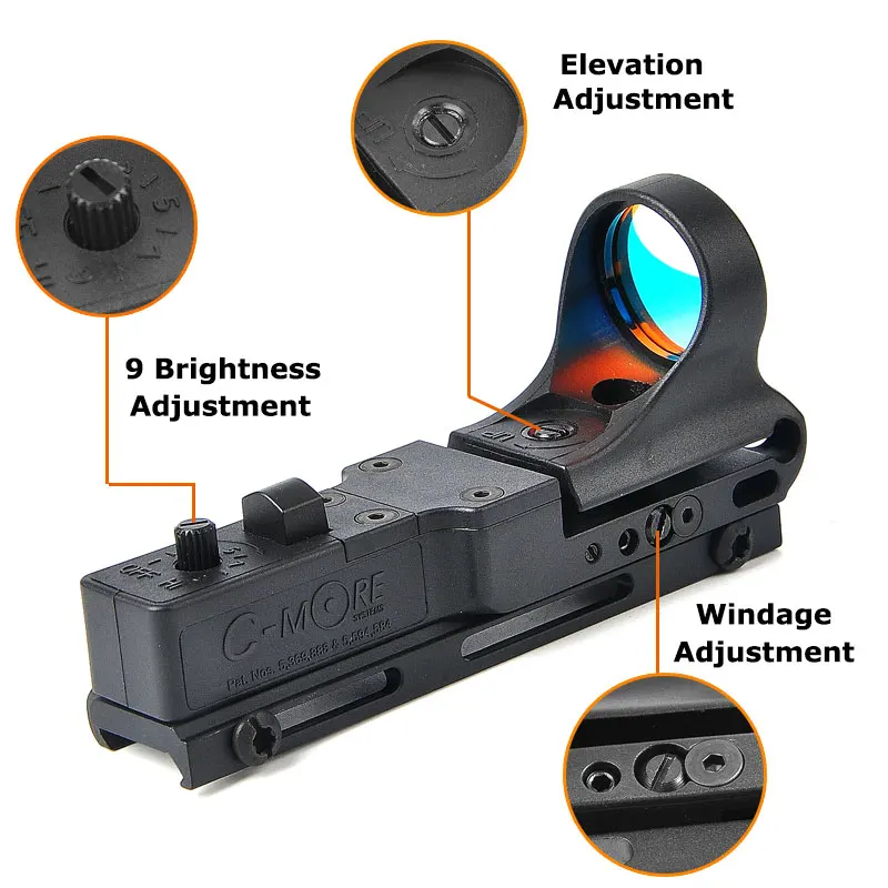 Тактический Красный точечный прицел EX 182 Element SeeMore Railway Reflex Sight C-MORE с красным и зеленым освещением для страйкбола