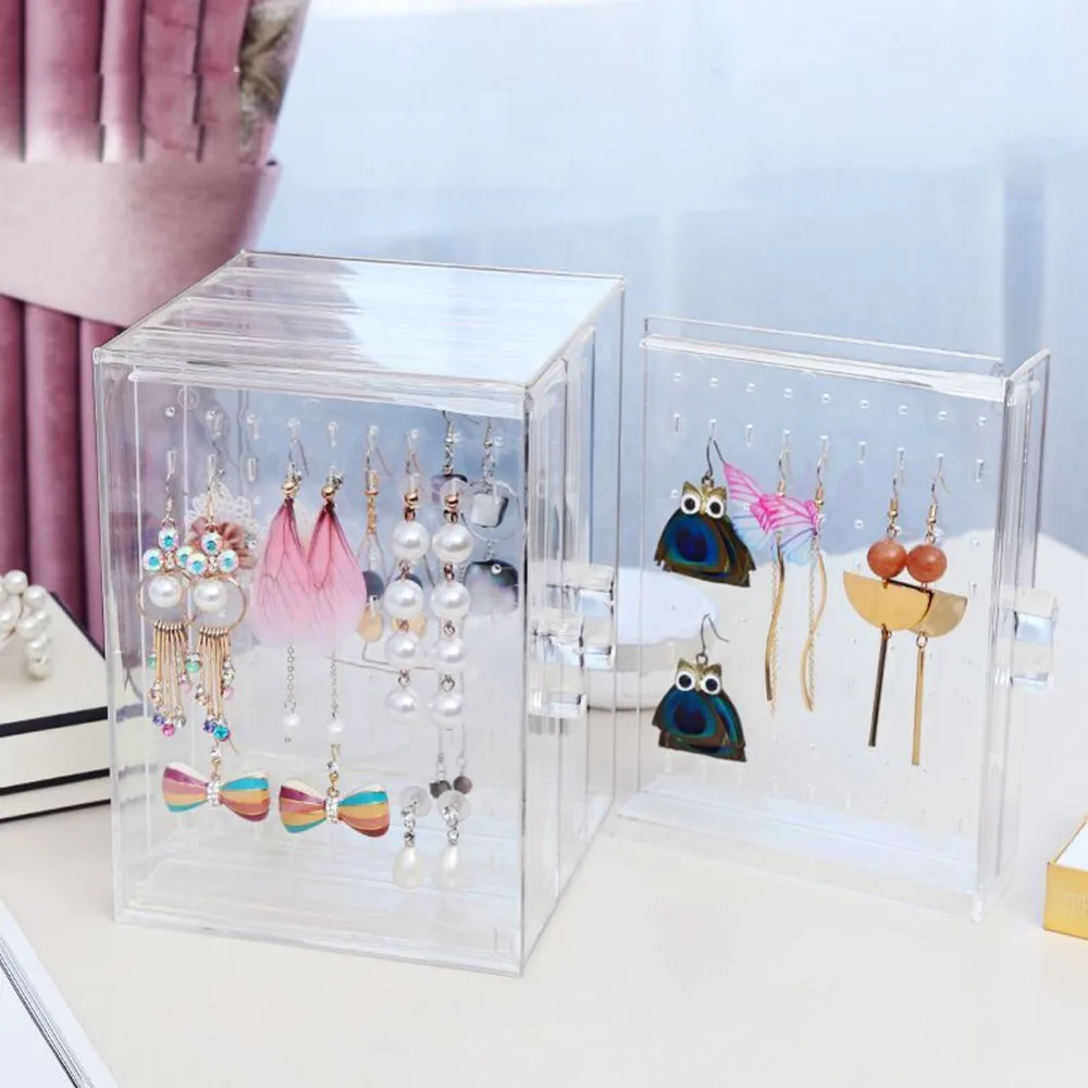 

Fashion Transparent Earring Display Box Plastic Ear Stud Storage Box Ear Hoop Necklace Bracelet Jewelry Accessory Display Box