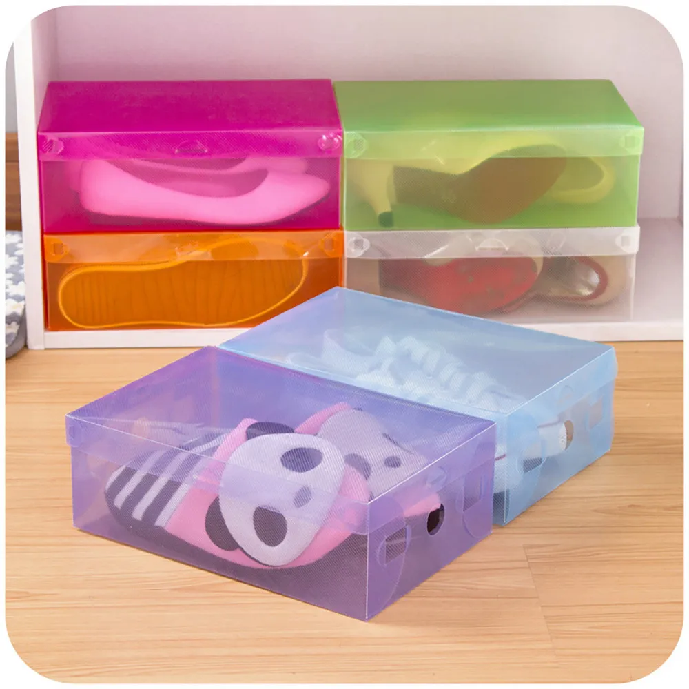 5pc Transparent Clear Plastic Shoe Storage Organiser Foldable Boxes shoes storage rack organizer shoe plastic stand