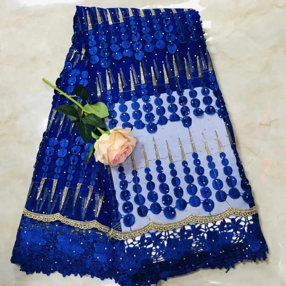 

French Net Lace Fabric 2018 stones african guipure lace fabric with embroidery mesh tulle lace fabric nlyno091