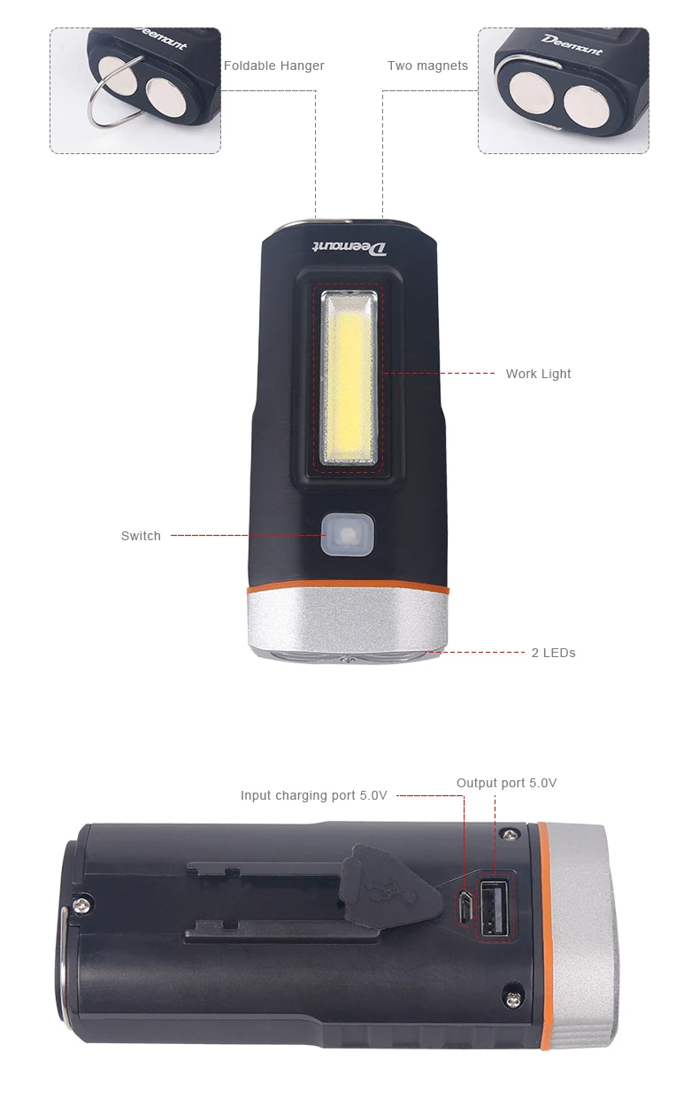 Clearance Deemount Cycling Front Lighting Bicycle Headlight Front Lamp T6 Cree U2 COB LED Torch Lantern Internal Battery Type USB Charge 3