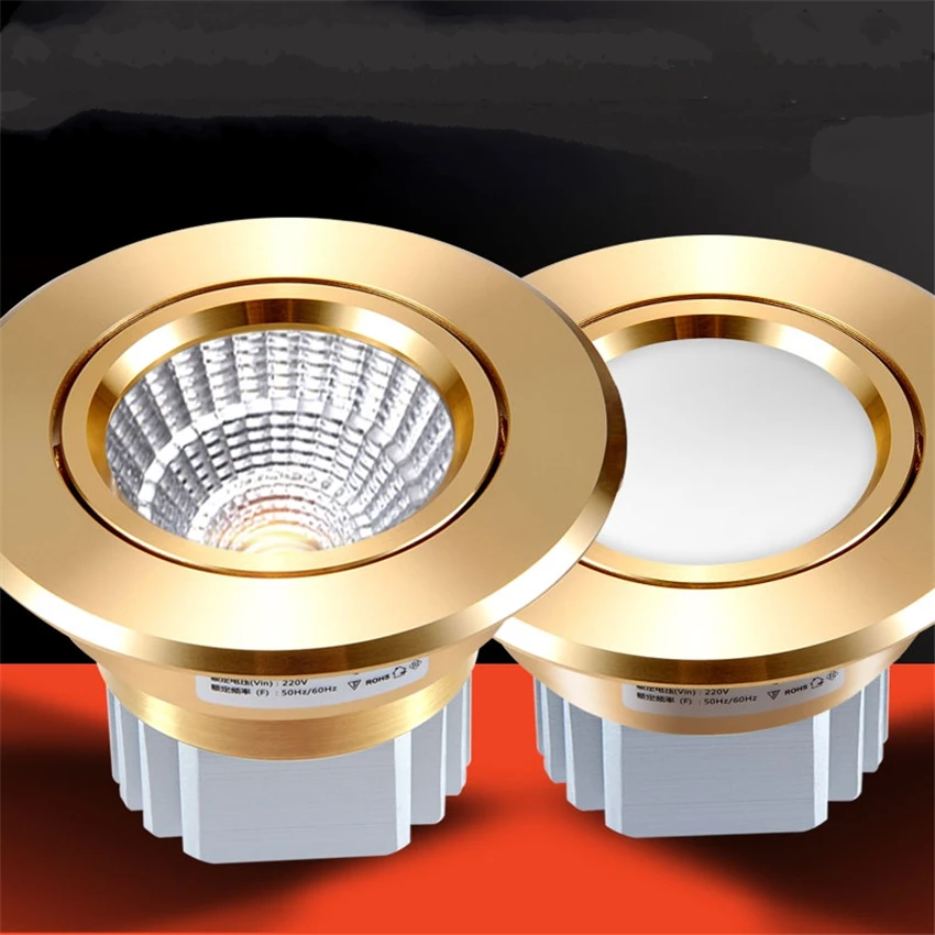 

Led Embedded Ceiling Lights Living Room Bedroom Kitchen Dining Room European Nordic COB Ceiling Lamps Gold Opening 7-7.5