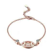 Логотип бренда дизайн Браслеты браслеты S925 цепочка на руку для Для женщин 925 пробы серебряные покрытые розовым золотом камень крепления