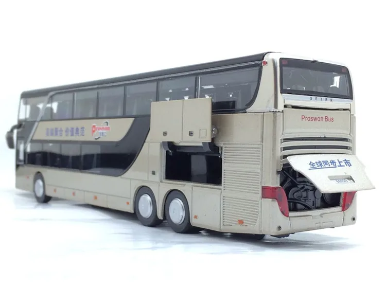 Высокое качество, модель автобуса из 1:32 сплава с вытягивающейся спинкой, высокая симитация, двойной экскурсионный автобус, флэш-игрушка, автомобиль, детские игрушки