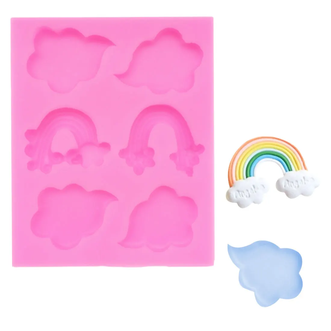 

Rainbow Cloud Shape Silicone Molds Fondant Craft Cake Candy Pastry Baking Tool Mould Chocolate Cake Stencil DIY