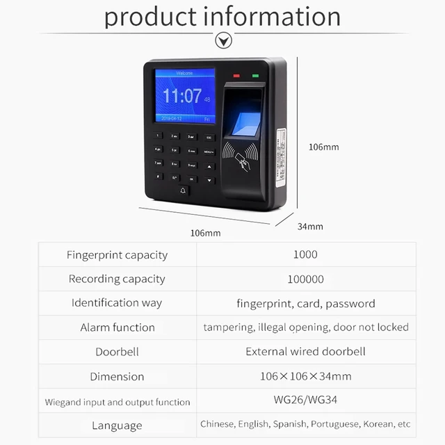 Fingerprint RFID Access Control System Smart Door Lock Electronic Gate Opener Home Digital Set Electric Magnetic Biometric 6