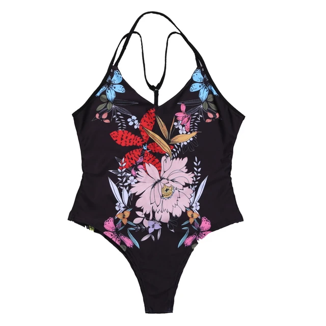 One Piece Sexy Women Summer Swimming Wear Floral Printed Ladies Hot One