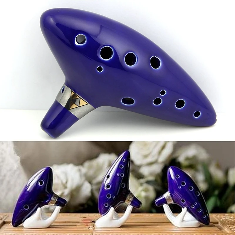 12 отверстий синий керамический инструмент Ocarina Alto C Legend of Zelda Flute | Спорт и