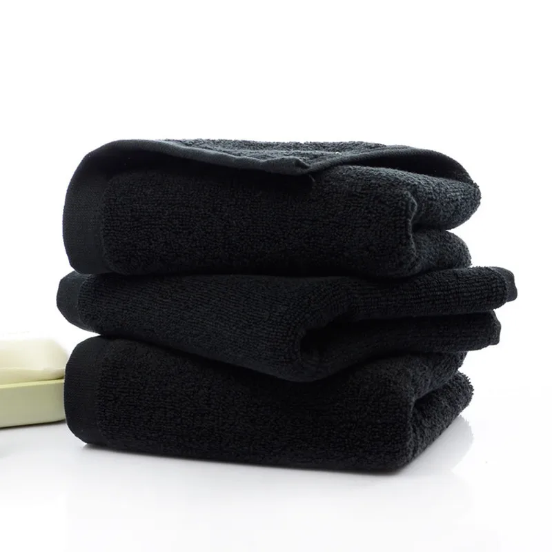 Черные хлопковые полотенца для мытья автомобиля, отельные, для ванной комнаты, для салона красоты, для дома, для сушки, мягкая мочалка для женщин, взрослых, 35*75 см