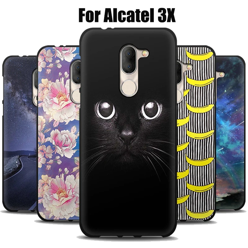 

EiiMoo Matte Soft TPU Silicone Case Cover For Alcatel 3X Case 5058i 5058y Cute Cartoon Phone Back Coque For Alcatel 3X Case 5.7"
