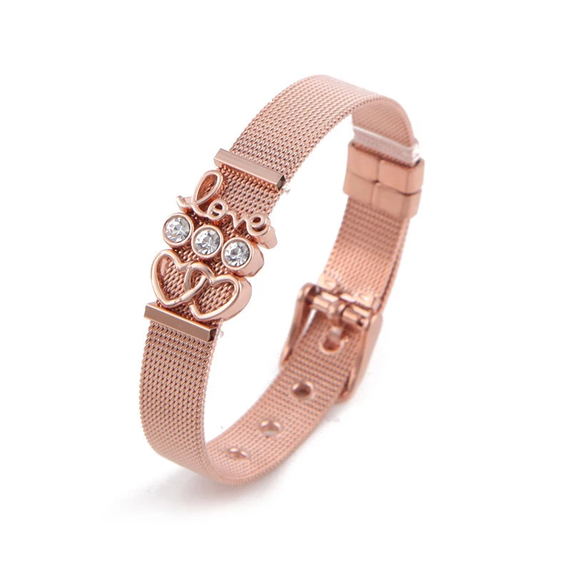JP сетки браслет и браслеты нержавеющая сталь для женщин украшения для Pandora Мода Роза комплект золотых браслетов подарок