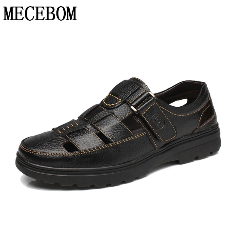 melhor Sandálias de Verão dos homens qualtiy couro genuíno sapatos casuais homens sandálias de praia sapatos femininos mocassins pai tamanho 38 44 8911 m