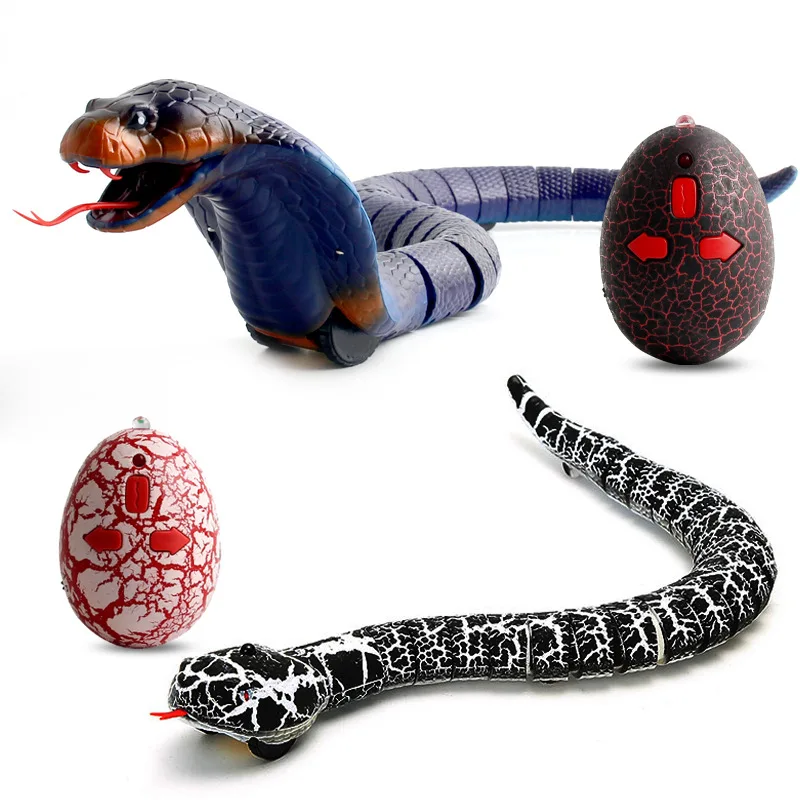 

Hot sale Black Simulation Remote Control Snake Rattlesnake Animal Trick Terrifying Mischief Toy snake Black