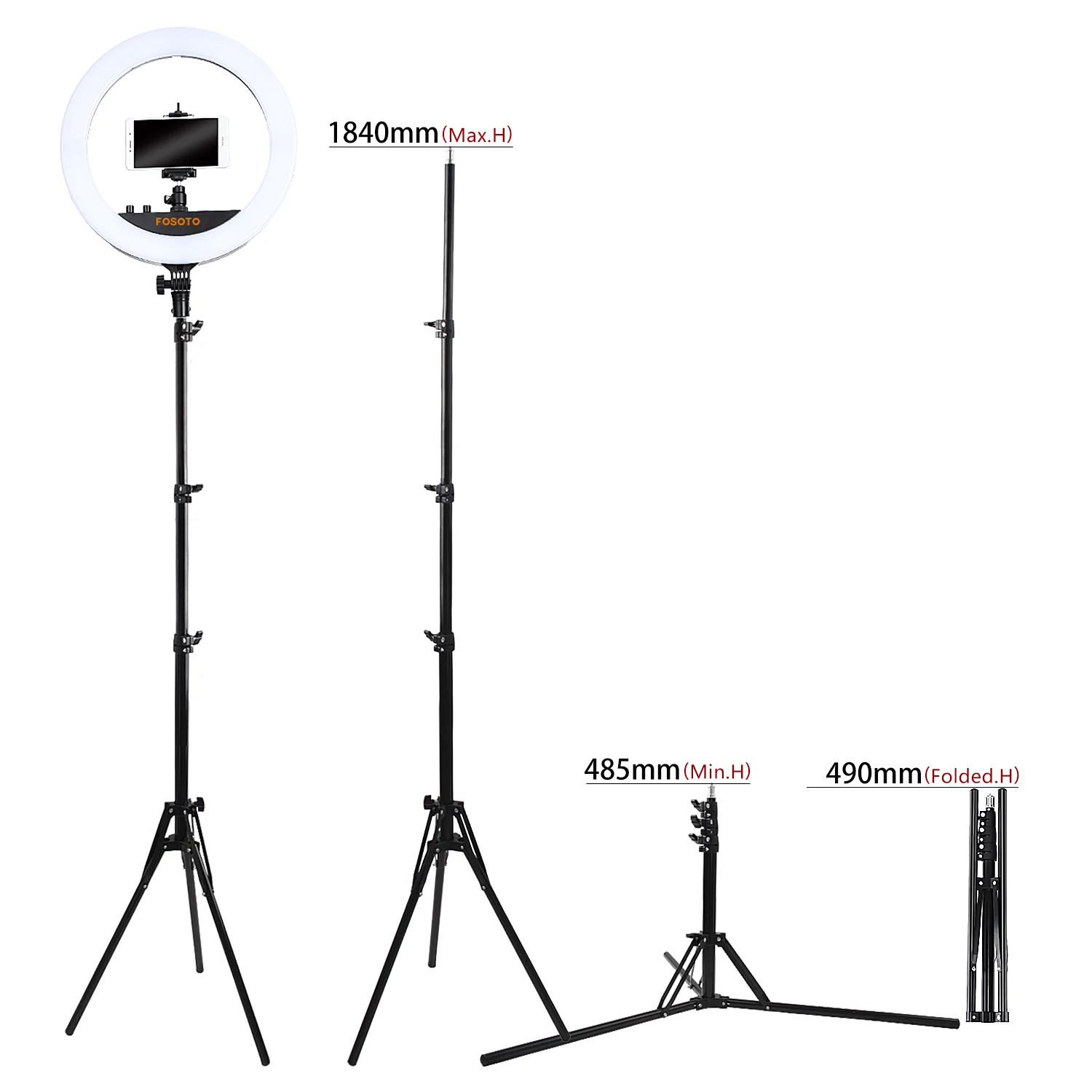 Fusitu FT-240RL 14 дюймов Диммируемый двухцветный 3000-6000K светодиодный кольцевой светильник с подставкой кольцо для штатива лампа для камеры телефона фотостудии