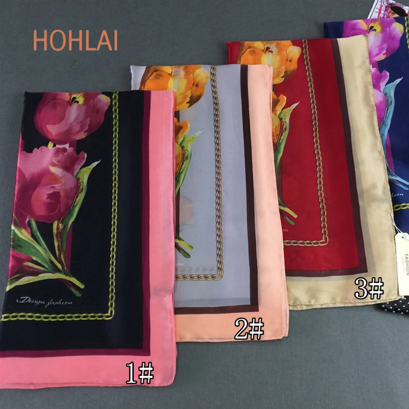 Женский шелковый шарф с цветочным принтом 90x2018|fashion scarf women|scarf womenscarf women fashion |