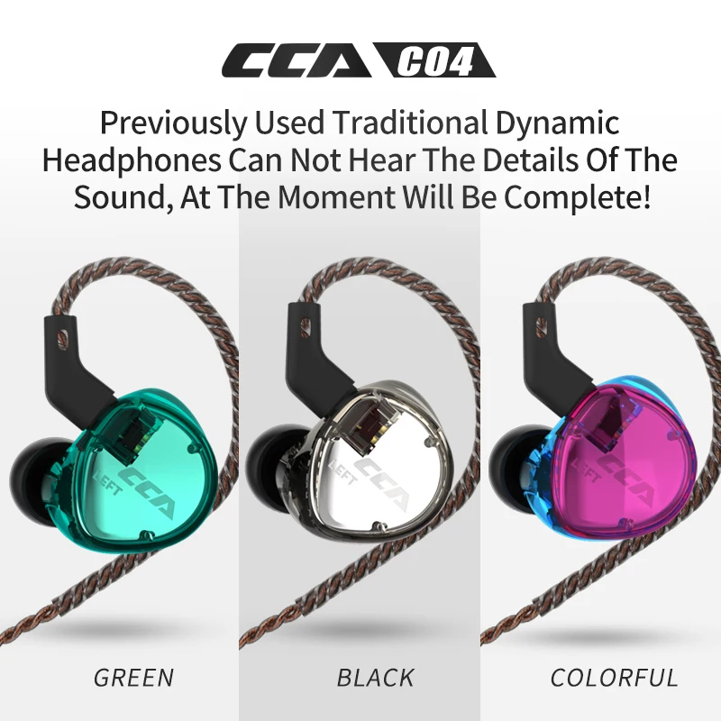 CCA C04 1BA+ 1DD гибридные наушники в ухо HIFI DJ монитор для бега спортивные наушники гарнитура вкладыши с съемным обновленным кабелем