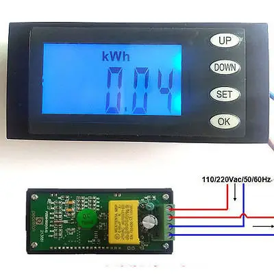 20A AC цифровой светодиодный измеритель мощности напряжение кВтч время Вт энергии Вольты ампреметр