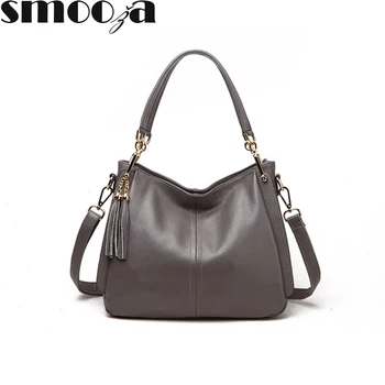 

SMOOZA Large Capacity Casual Tote Bags 2018 Genuine Leather Women Handbags High Quality Multi-functional Lady shoulder bag