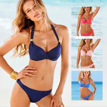 2017 Сексуальные Бикини Женщин Купальник Подтолкнуть Вверх Бикини Набор Пляжная Одежда Ретро Купальники Короткий Топ Плюс Размер Купальники
