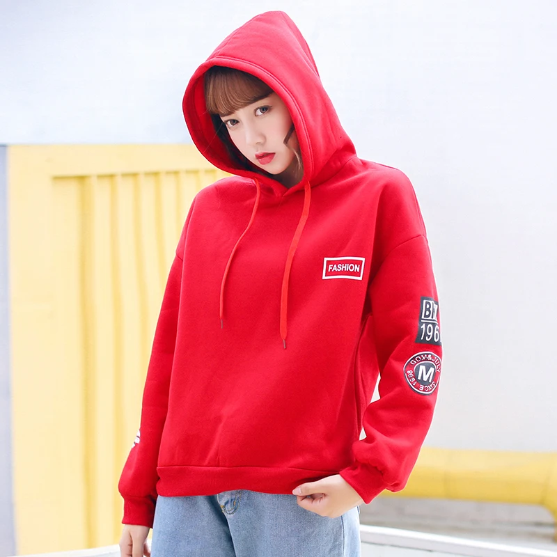 2018 Women'S Harajuku Hooded Women Korean Students Loose Pullover ...