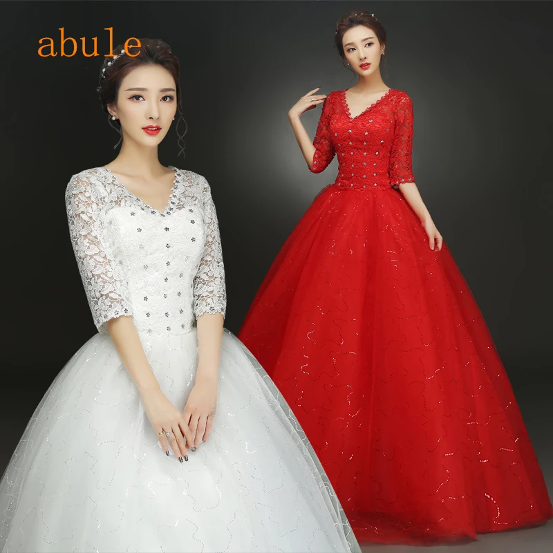 

abule crytal wedding dress v neck vintage beads lace up Lovely bride wedding gown Custom cheap plus size vestido de noiva