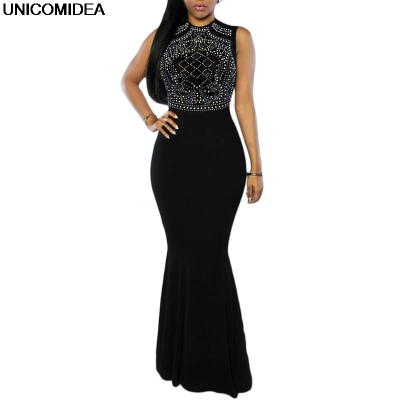 1136 37 De Réductionlongue Soirée Robes De Soirée Femmes 2020 Sans Manches Paillettes Mince Gaine Robe Longue Femmes Longue Moulante Maxi Robe