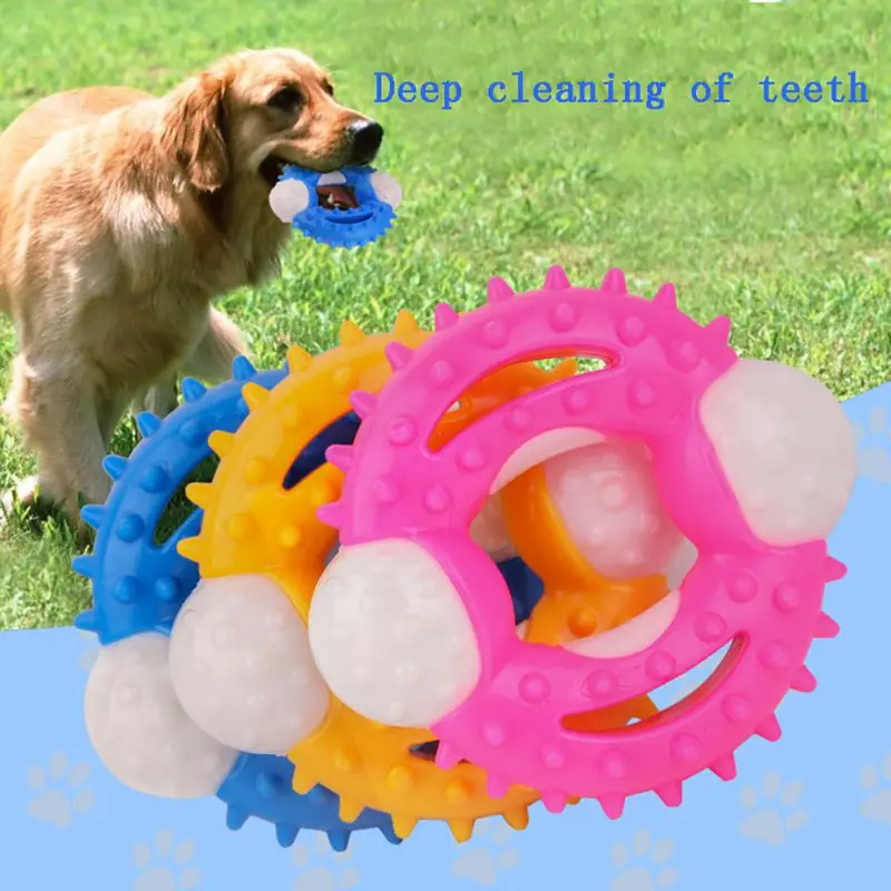 Durable Bone Doughnut Shaped Pet Dog Teeth Cleaning Chew Toys Molar
