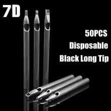 50 шт. черные татуировки Длинные Советы 7DT одноразовые пластиковые длинные татуировки Советы тюбик с насадкой-конусом 7D для татуировки Поставки