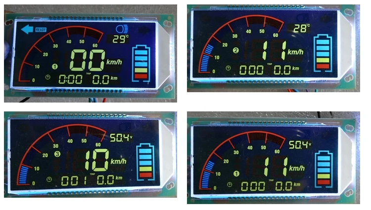 Электрический скутер Спидометр ЖК-дисплей 36v48v60v72v84v96v со скоростью заряда батареи индикатор поворота светло-голубой цвет