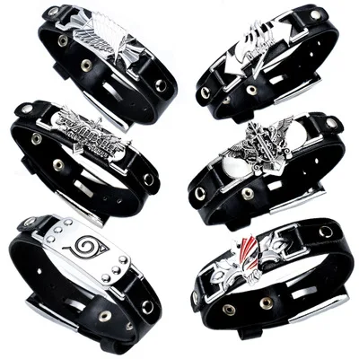 

16 Styles PU Punk Leather Bracelet Bangles Assassins Zelda Naruto LOL Alloy Logo Bracelace Fans Gift Fashion jewelry Dropshiping