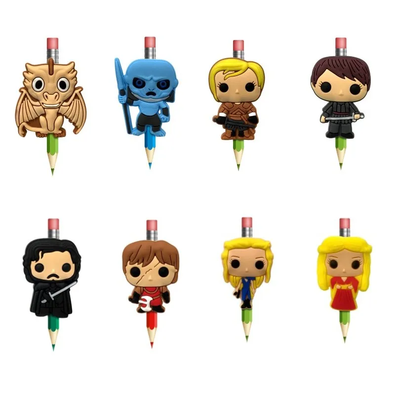 

18pcs/lot Game of Thrones Cartoon Action Figure PVC Pencil Topper Pencil Caps Stationery Set School/Office Supplies Kid Gift