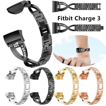 

50pcs For Fitbit Charge 3 Watchband Crystal Stainless Steel Watch Band Metal Wriststrap Bracelet Watch Strap For Fitbit Charge 3