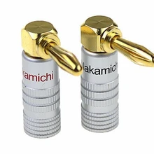 2 шт. Nakamichi правый угол банан вилки Позолоченные музыкальная колонка, проводной кабель разъем 4 мм