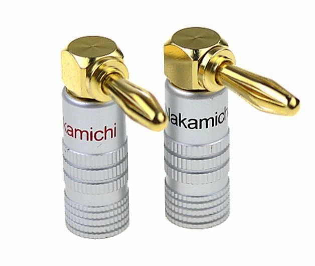 4 шт. Nakamichi прямым углом Банановый Вилки Позолоченные музыкальный динамик провода Кабельный разъем 4 мм